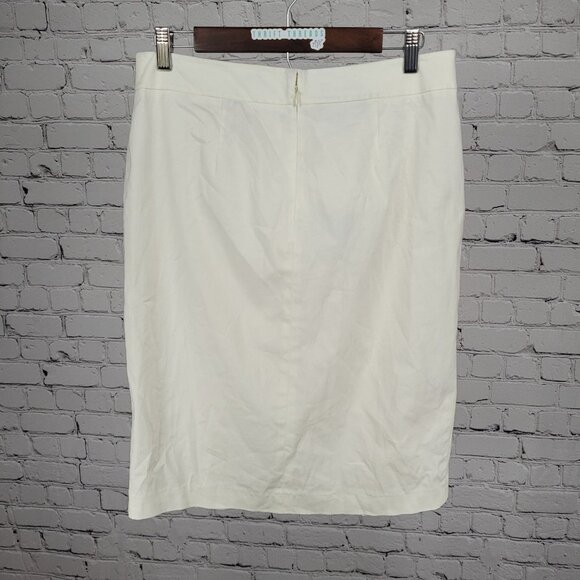 NWT Jones Wear Ivory Cream Stretch Slits Lined Zip Straight Knee Length Skirt 10 - Picture 2 of 11